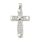 Rack Plating Brass Micro Pave Cubic Zirconia Pendants, Long-Lasting Plated, Lead Free & Cadmium Free, Cross Charms, Religion, Platinum, 33x20x3.5mm, Hole: 5x3mm