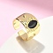 Brass Adjustable Cuff Rings, Horse Eye, with Enamel, Cadmium Free & Nickel Free & Lead Free, Golden, 14mm, Inner Diameter: Adjustable