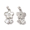 Brass Cubic Zirconia Pendants, Cadmium Free & Nickel Free & Lead Free, with Shell, Flower, Platinum, 21x13x4mm, Hole: 2x4.5mm