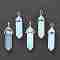 Opalite Pointed Pendants, with Platinum Tone Brass Findings, Bullet, 39.5x12x11.5mm, Hole: 4.5x2.8mm