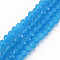 Glass Beads Strands, Imitation Jade, Faceted, Rondelle, Deep Sky Blue, 6x5mm, Hole: 1mm, about 80~85pcs/strand, 38~40cm