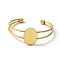 Alloy Double Wire Cuff Bangle Makings, Torque Bangle, Blank Bangle Base with Lacy Oval Tray, Golden, Tray: 25x17.5mm, 6~26mm, Inner Diameter: 2-1/8 inch(53.5mm)