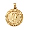 304 Stainless Steel Pendants, Ion Plating(IP), Flat Round with Constellation, Golden, Virgo, 28x25x2.5mm, Hole: 4.5x3.5mm
