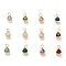 PVD Vacuum Plating 304 Stainless Steel Cubic Zirconia Pendant, Triangle, Golden, Mixed Color, 12.5x9.5x5mm, Hole: 5mm