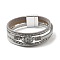 Vintage Leather Bracelet with European and American White Crystal Inlaid Diamonds - Magnetic Buckle., 0.1cm