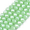 Electroplate Glass Beads Strands, Imitation Jade Beads, Pearl Luster Plated, Faceted, Rondelle, Light Green, 4x3mm, Hole: 0.4mm, about 110~115pcs/strand, 39~40cm