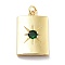 Rack Plating Brass Micro Pave Cubic Zirconia & Glass Pendants, Long-Lasting Plated, Lead Free & Cadmium Free, Rectangle, Green, 22.5x15x3.3mm, Hole: 3mm
