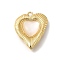 Brass Pave Natural White Shell Pendants, Heart Charms, Real 14K Gold Plated, 20x16x6mm, Hole: 1.5mm and 1.2mm