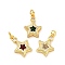 Rack Plating Brass Micro Pave Cubic Zirconia Pendants, with Jump Rings, Cadmium Free & Lead Free, Golden, Star, Mixed Color, 21.5x15x4mm, Hole: 4mm