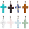 16Pcs 8 Styles Natural & Synthetic Gemstone Pendants, Religion Cross Charms, with Stainless Steel Color Tone Stainless Steel Snap On Bails, Mixed Dyed and Undyed, 29~30x18~19x5~6mm, Hole: 6x4mm, 2pcs/color