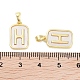 Прямоугольные подвески из латуни из натуральной ракушки KK-C051-25G-3