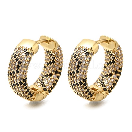 Серьги-кольца из латуни с микропаве из кубического циркония EJEW-H016-23G-1