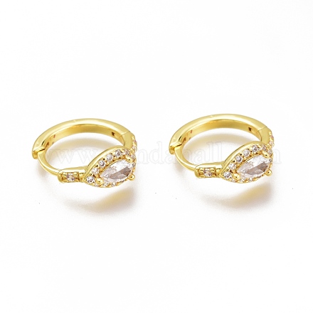 Серьги-кольца из латуни с микро-паве из фианита ZIRC-H102-08A-G-1