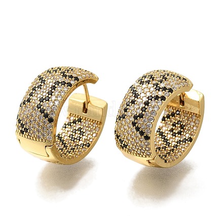 Серьги-кольца из латуни с микропаве из кубического циркония EJEW-H016-17G-1