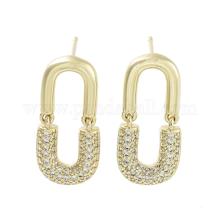 Овальные серьги-гвоздики из латуни с цирконием EJEW-Q811-32G-1
