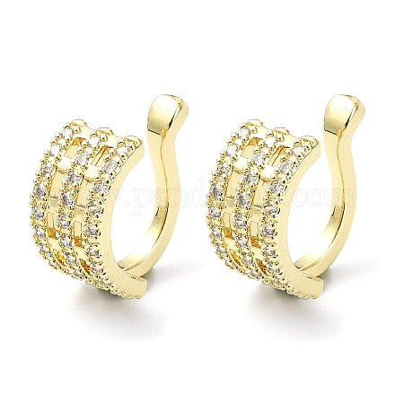 Серьги-каффы из латуни с микропаве и кубическим цирконием EJEW-C086-12G-1