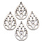 Undyed Natural Wooden Big Pendants, Laser Cut Shapes, Teardrop, Antique White, 59x38.5x2mm, Hole: 2mm