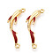 Brass Micro Pave Clear Cubic Zirconia and FireBrick Enamel Connector Charms, Cadmium Free & Nickel Free & Lead Free, Fish Links, Real 18K Gold Plated, 32.8~33x11.8x3.1mm, Hole: 1.4~1.5mm