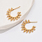 304 Stainless Steel Sun Stud Earrings, Half Hoop Earrings, Real 18K Gold Plated, 22x22mm