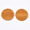 Flocky Alloy Pendants, Flat Round, Orange, 30x2.5mm, Hole: 1.8mm
