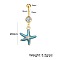 304 Stainless Steel Pave Clear Cubic Zirconia Enamel Starfish Curved Barbell Dangle Belly Rings, Golden, Blue, Bar Length: 10mm, Pin: 1.6mm