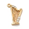 Rack Plating Alloy Rhinestone Pendants, Cadmium Free & Nickel Free & Lead Free, Musical Instruments Charms, Golden, 23.5x13.5x3.5mm, Hole: 1.6mm