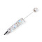 Fishtail Resin & Polymer Clay Pave Rhinestone Ball-Point Pen, Iron Beadable Pen, for DIY Personalized Pen with Jewelry Beads, Light Sky Blue, 148.5~151x15~19mm