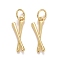 Rack Plating Real 18K Gold Plated Brass Pendants, with Jump Rings, Long-Lasting Plated, Lead Free & Cadmium Free, Drumstick, Golden, 19.5x6x1.5mm, Jump Ring: 6x0.5mm, 4.5mm Inner Diameter.