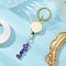 Gemstone Keychain, with 
Alloy Badge Reels and Brass Keychain Clasp, Flat Round, 107mm