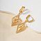 Elegant Geometric Star with Rhombus Brass Clear Cubic Zirconia Hoop Earrings, Golden, 47x15mm