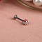 316L Surgical Stainless Steel Round Ball Threadless Labrets, with Polymer Clay Rhinestone, Stainless Steel Color, Light Siam, 8mm, Pin: 1.2mm, Head: 4mm