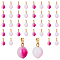 100Pcs 2 Colors Opaque Spray Painted Glass Pendants, with Golden Tone Brass Findings, Peach Charms, Mixed Color, 17x12x11.5mm, Hole: 6x2.5mm, 50Pcs/color