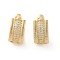 Rack Plating Brass Micro Pave Clear Cubic Zirconia Hoop Earrings for Women, Cadmium Free & Lead Free, Long-Lasting Plated, Chain-Shaped, Real 18K Gold Plated, 17x9mm