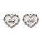 Alloy Enamel Pendants, Heart with Bowknot Charm, Platinum, 17x20x2.5mm, Hole: 1.5mm