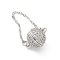Brass Micro Pave Clear Cubic Zirconia Magnetic Clasps, Cadmium Free & Nickel Free & Lead Free, Round, Platinum, 57mm