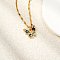 Fashionable Brass Pave Clear Cubic Zirconia Butterfly Pendant Necklaces, with Paua Shell, Golden, 15.75 inch(40cm)