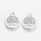 Tibetan Style Alloy Flat Round with Tree Pendants, Cadmium Free & Lead Free, Antique Silver, 19x15.2x2mm, Hole: 2.5mm, about 263pcs/500g