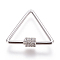 Brass Micro Pave Cubic Zirconia Screw Carabiner Lock Charms, for Necklaces Making, Triangle, Clear, Platinum, 26x25~26x2~5.5mm