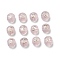 12Pcs Transparency Glass Beads, Flat Round with Constellations, Pink, 8x7.5x6.5mm, Hole: 1.5mm