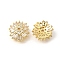 Flower Brass Clear Cubic Zirconia Bead Caps, Long-Lasting Plated, Cadmium Free & Lead Free, Rack Plating, Real 18K Gold Plated, 14.5x5mm, Hole: 1.6mm