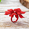 Flower Alloy with Plastic Pearl Finger Rings for Women, Red, Inner Diameter: 17mm