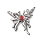 Gothic Rack Plating Alloy Pendants, with Red Rhinestone, Butterfly, Platinum, 32x30x9.5mm, Hole: 1.6mm