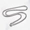 Non-Tarnish 304 Stainless Steel Mesh Chain Necklaces, with Lobster Claw Clasps, Stainless Steel Color, 25.19 inch(64cm)