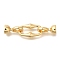Brass Fold Over Clasps, Cadmium Free & Nickel Free & Lead Free, Oval, Real 18K Gold Plated, 41.5mm, oval: 19x11.5x4.5mm, clasp: 14.5x7.5x7mm, hole: 5.5mm