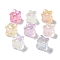 Luminous Rainbow Iridescent Plating Transparent Acrylic Beads, Glow in the Dark Glitter Beads, Cube, Mixed Color, 12.5x12.5x13.5mm, Hole: 2mm