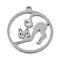 304 Stainless Steel Pendants, Laser Cut, Ring with Cat Charm, Anti-Tarnish, Stainless Steel Color, 22x20x1mm, Hole: 1.5mm