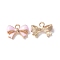 Alloy Enamel Pendants, Lead Free & Cadmium Free, Light Gold, Bowknot Charm, Pearl Pink, 11.5x16x4mm, Hole: 2mm