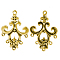 Alloy Chandelier Component, Lead Free and Cadmium Free, Flower, Antique Golden, about 35mm long, 24mm wide, 2mm thick, hole: 1.5mm