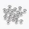 201 Stainless Steel Beads, with Rubber Inside, Slider Beads, Rondelle, Stainless Steel Color, 7x3.5mm, Rubber Hole: 1mm
