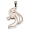 304 Stainless Steel Pendants, Girl Face Charm, Laser Cut, Stainless Steel Color, 29x19.5x1mm, Hole: 3x6mm